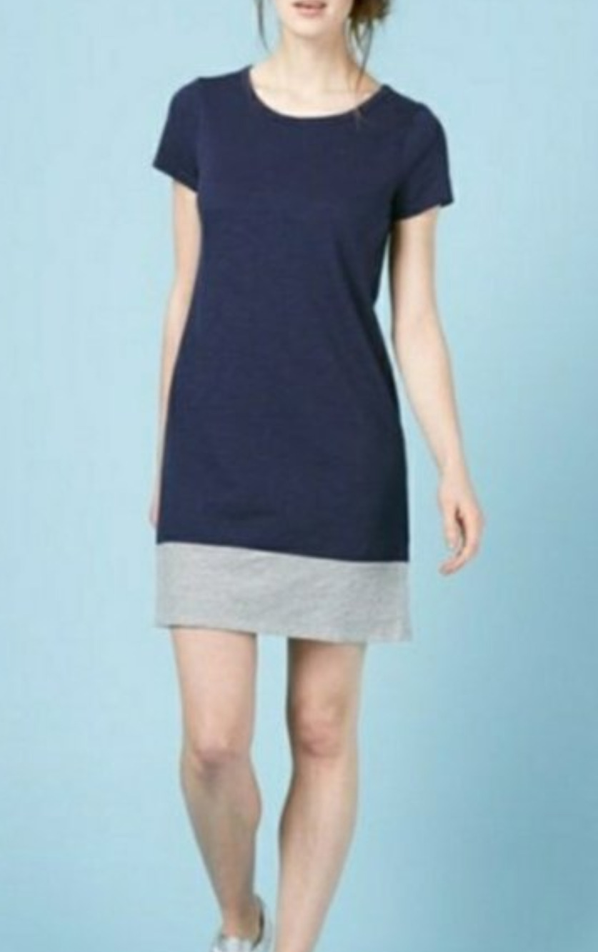 Boden navy blue and grey tshirt dress Size 8 Casual Minimal Cofycore Color Block